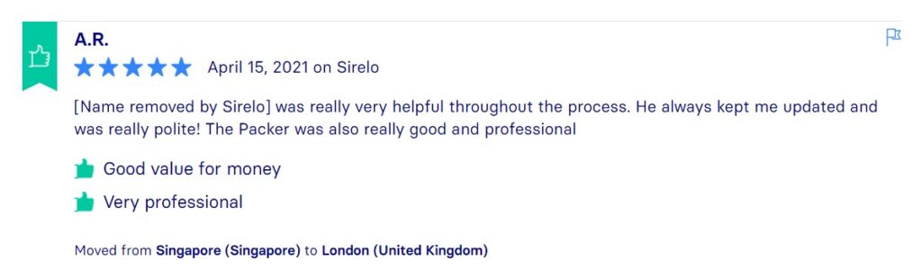 Sirelo Reviews, Across International Relocation Singapore Pte Ltd