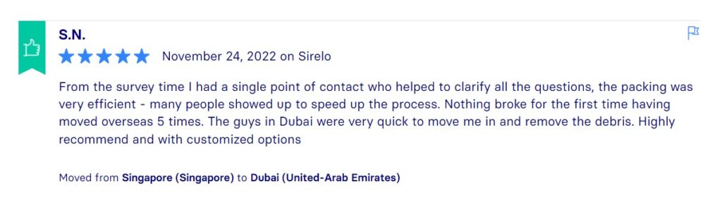 Sirelo Reviews, Across International Relocation Singapore Pte Ltd