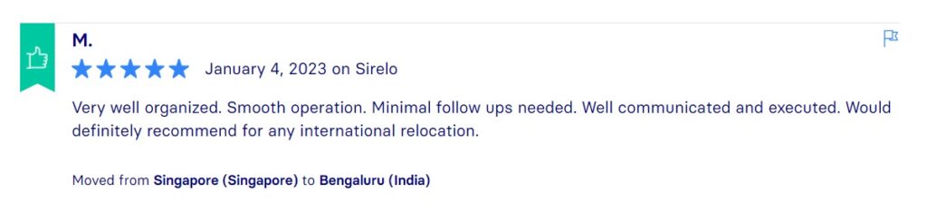 Sirelo Reviews, Across International Relocation Singapore Pte Ltd
