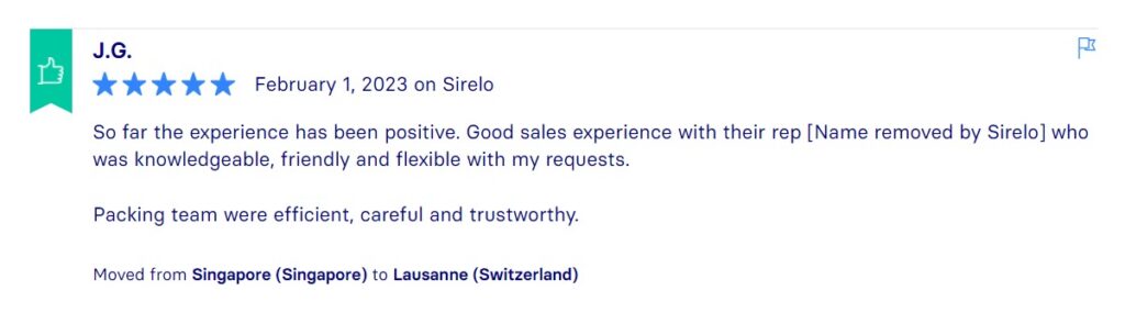 Sirelo Reviews, Across International Relocation Singapore Pte Ltd