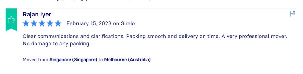 Sirelo Reviews, Across International Relocation Singapore Pte Ltd