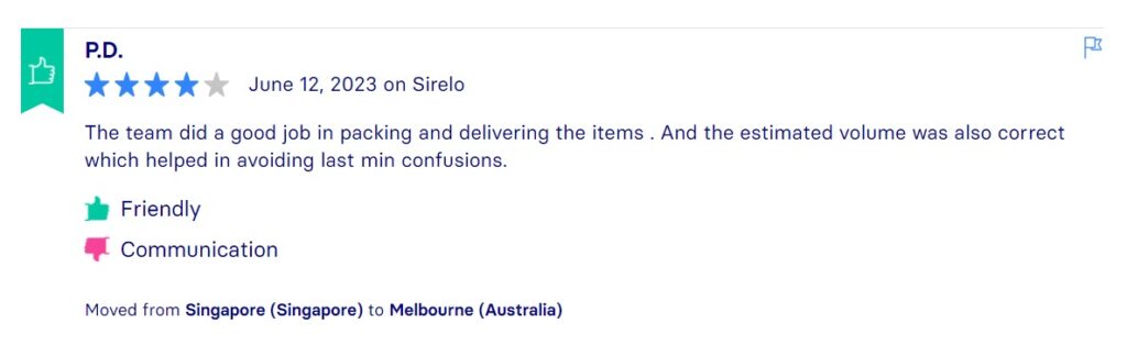 Sirelo Reviews, Across International Relocation Singapore Pte Ltd