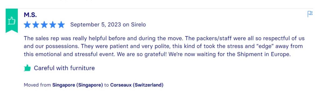 Sirelo Reviews, Across International Relocation Singapore Pte Ltd