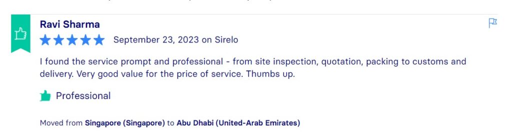 Sirelo Reviews, Across International Relocation Singapore Pte Ltd